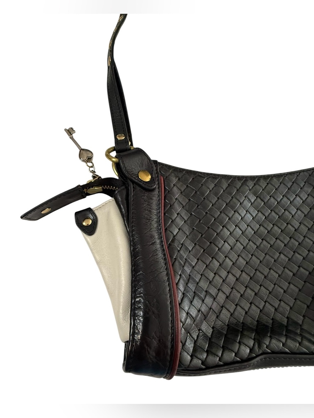 Jane Mayle Club Monaco Crossbody woven black white Bag $250 - Picture 4 of 10